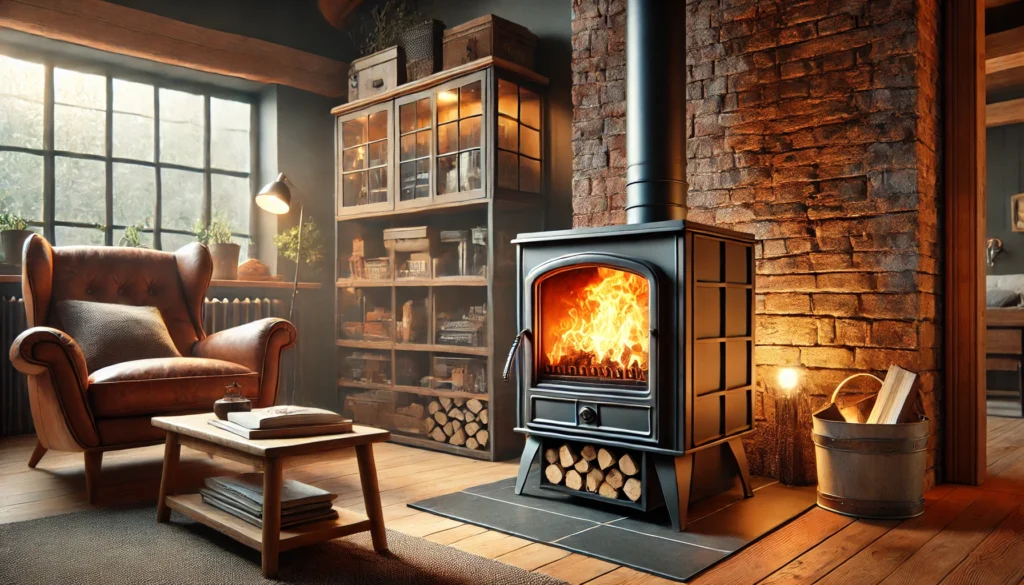 Wood-Burning Stove Heats Your Home - cozy warm lounge