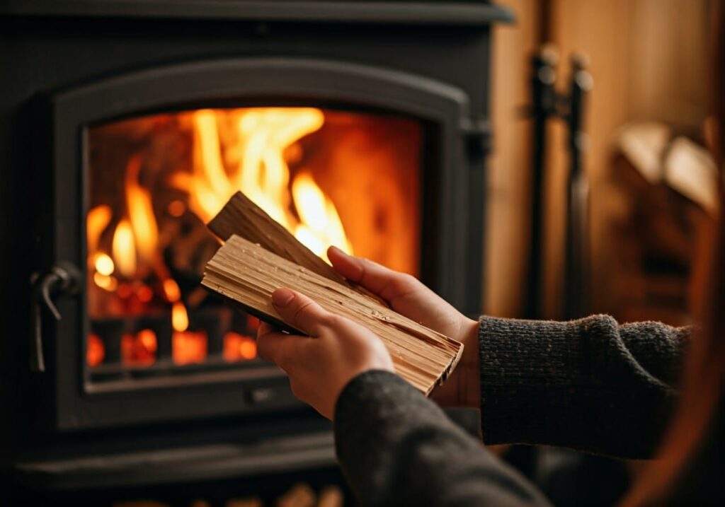 lighting your wood stove with kindling